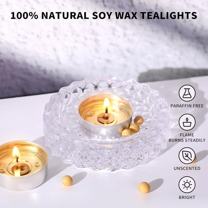 LAMORGIFT Soy Tealight Candles | 100 Pack | 4 Hours - 100% Natural Soy Wax Tea Lights | Paraffin-Free, Unscented Small White Tealights in Bulk, Long Burning for Shabbat, Home, Wedding - Image 2